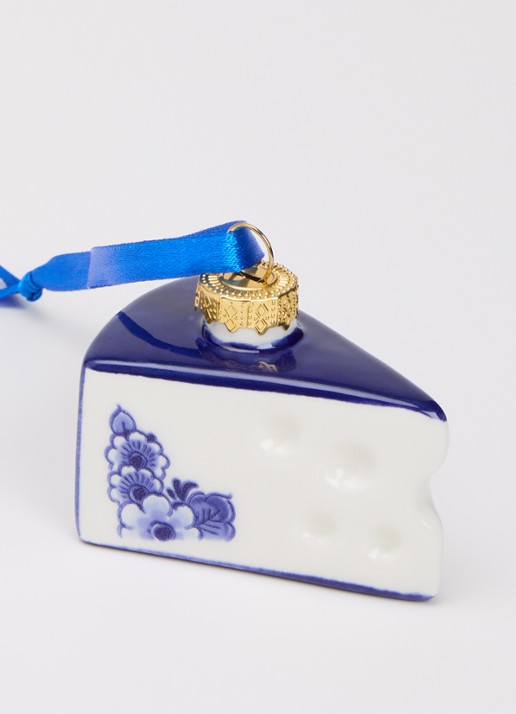 Heinen Delfts Blauw Kaas kersthanger 4 cm - detail 2 gebroken wit