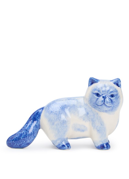 Heinen Delfts Blauw Kat ornament 9,5 cm