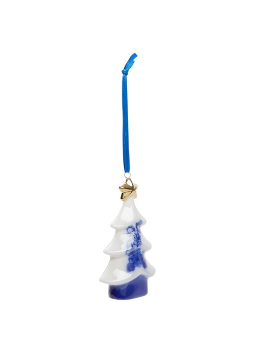 Heinen Delfts Blauw Kerstboom Ster kersthanger 9,5 cm