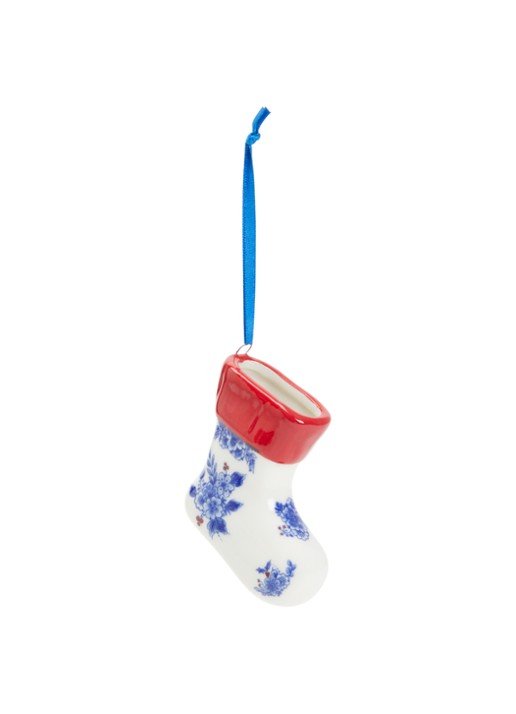 Heinen Delfts Blauw Kerstsok kersthanger 9,5 cm