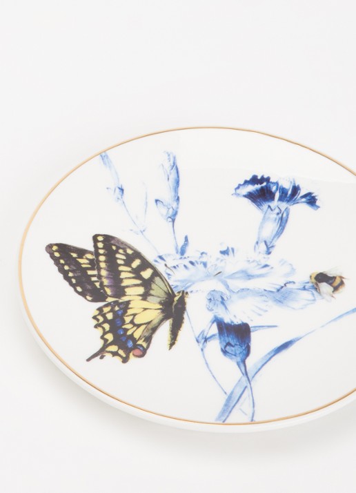 Heinen Delfts Blauw Koninginnenpage wandbord 15,5 cm - detail 3 multicolor