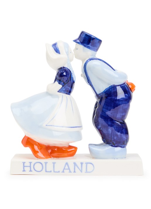 Heinen Delfts Blauw Kussend paar decoratie 18 cm