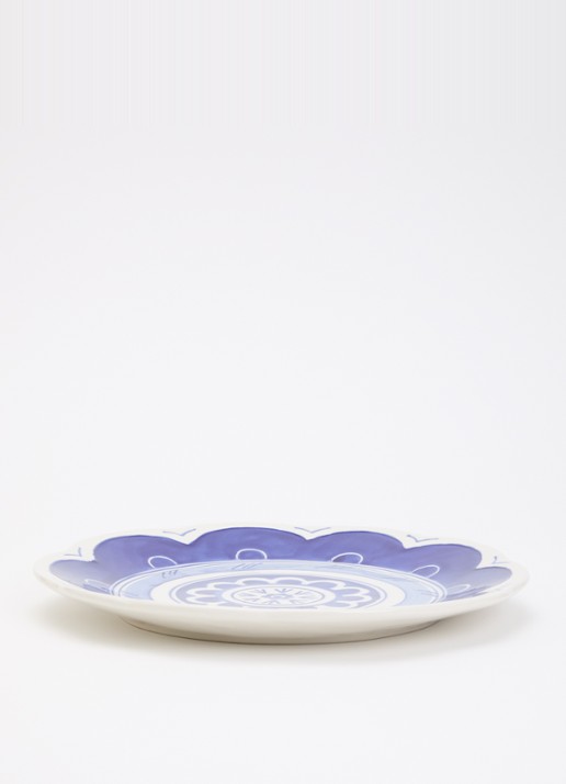 Heinen Delfts Blauw Majolica dinerbord 26,5 cm - voorkant 2 wit