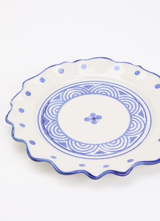 Heinen Delfts Blauw Majolica ontbijtbord 21,5 cm - detail wit