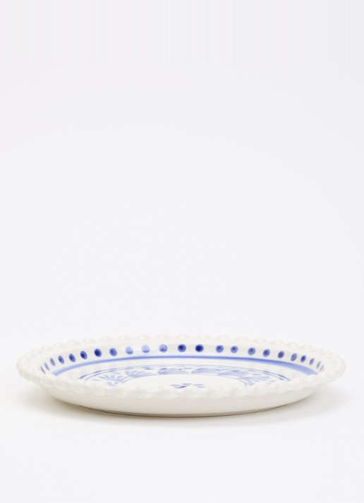 Heinen Delfts Blauw Majolica ontbijtbord 22 cm - voorkant 2 wit
