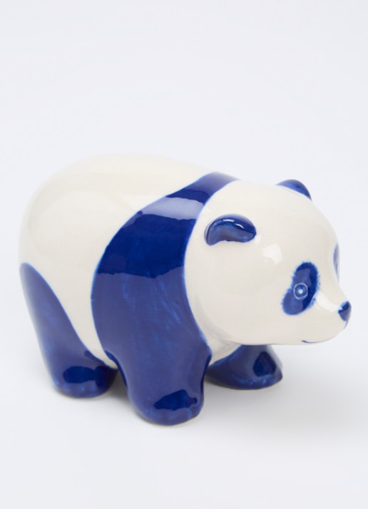 Heinen Delfts Blauw Panda ornament 7,5 cm - voorkant 2 donkerblauw