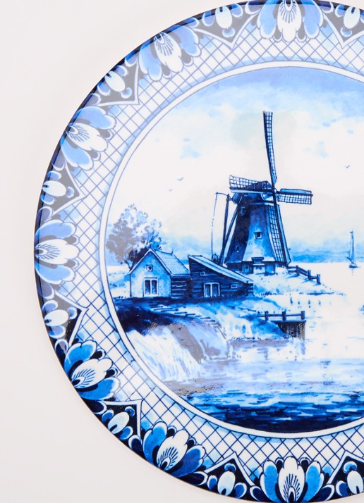 Heinen Delfts Blauw Panonderzetter 18 cm - voorkant 2 royalblauw