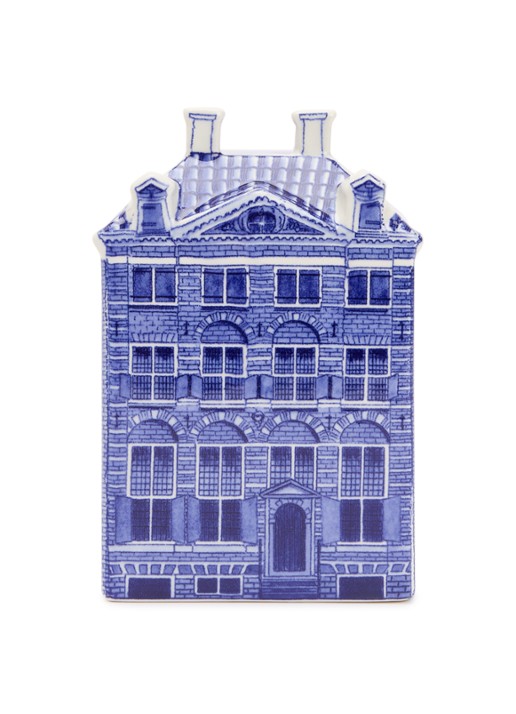Heinen Delfts Blauw Rembrandthuis ornament 14 cm