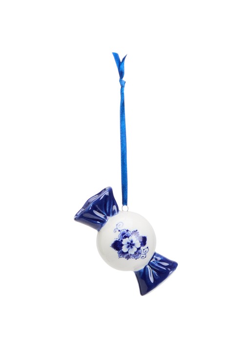 Heinen Delfts Blauw Snoepje kersthanger 7,5 cm
