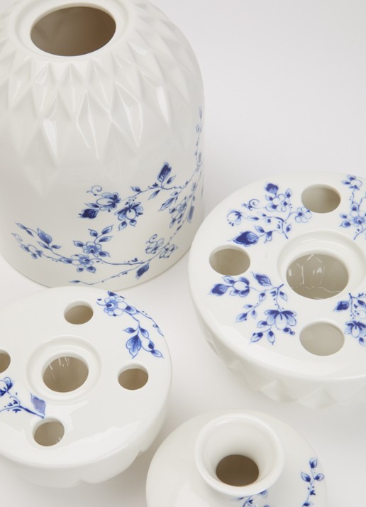 Heinen Delfts Blauw Stapelvaas 42 cm 4-delig  - voorkant 2 wit