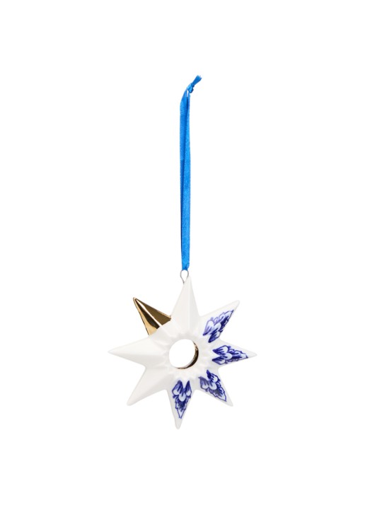 Heinen Delfts Blauw Ster 1 kersthanger 9,5 cm