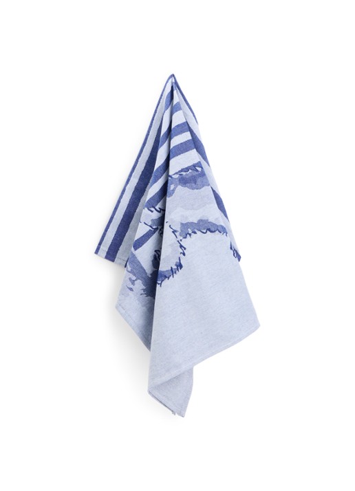 Heinen Delfts Blauw Teckel Nhaan theedoek 70 x 50 cm