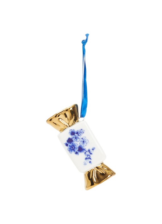 Heinen Delfts Blauw Toffee Goud kersthanger 7,5 cm