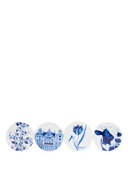 Heinen Delfts Blauw Typisch Hollands onderzetter van keramiek set van 4