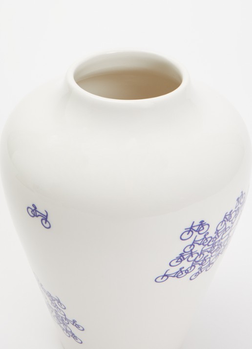 Heinen Delfts Blauw Vaas 21 cm - voorkant 2 gebroken wit