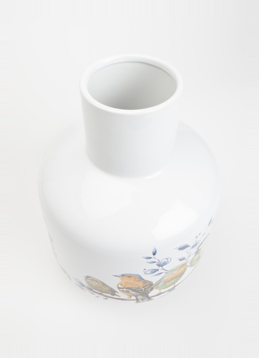 Heinen Delfts Blauw Vaas 35 cm - voorkant 2 wit