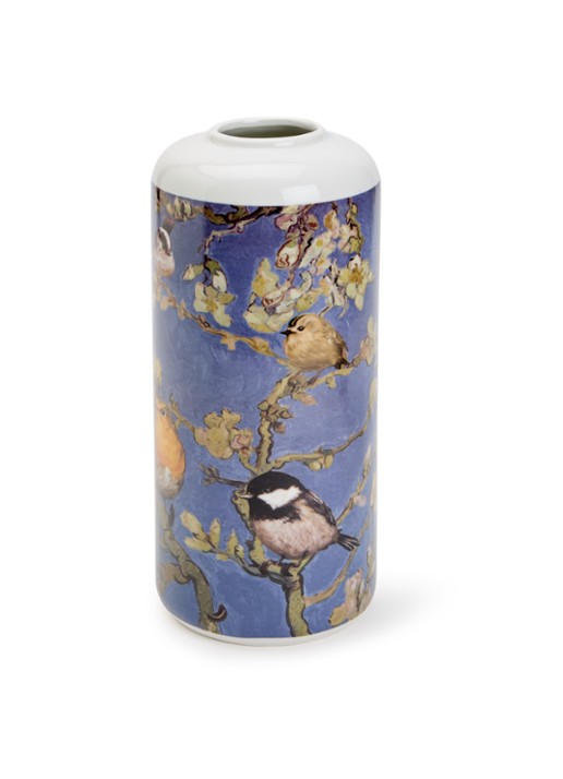 Heinen Delfts Blauw Vogels van Van Gogh vaas 31 cm