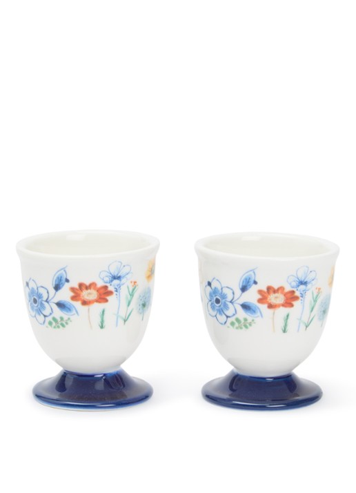 Heinen Delfts Blauw Wildbloemen eierdop 5 cm set van 2