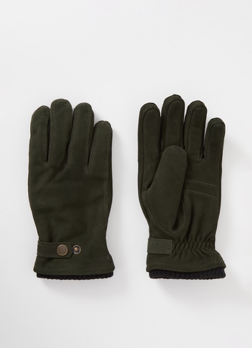 Hestra Bergvik handschoenen van geitenleer - voorkant legergroen