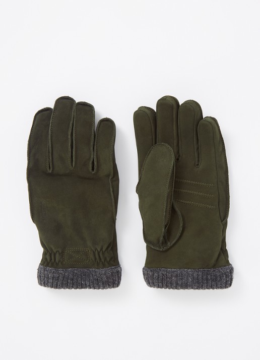 Hestra Joar handschoenen van nubuck - voorkant legergroen