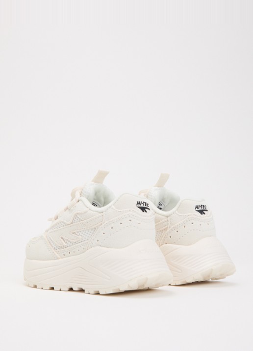 Hi-Tec HTS Kids Shadow Lace sneaker van suède met details van mesh - achterkant creme
