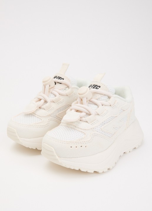 Hi-Tec HTS Kids Shadow Lace sneaker van suède met details van mesh - voorkant 6 creme