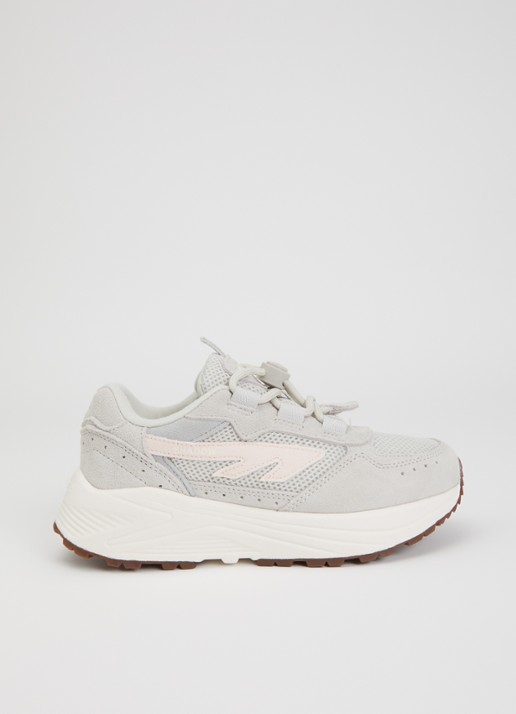 Hi-Tec HTS Kids Shadow Lace sneaker van suède met details van mesh - voorkant 5 lichtgrijs
