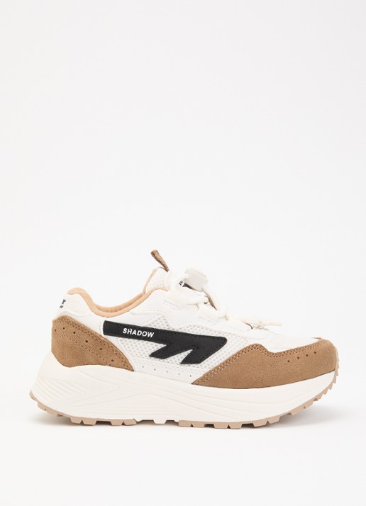 Hi-Tec HTS Kids Shadow Lace sneaker van suède met mesh details - voorkant 2 naturel