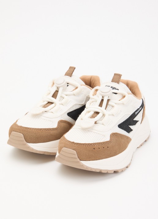 Hi-Tec HTS Kids Shadow Lace sneaker van suède met mesh details - voorkant 3 naturel
