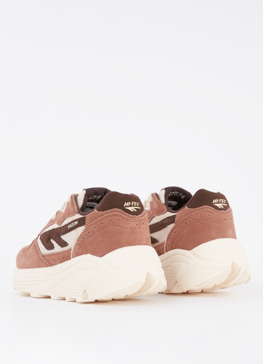 Hi-Tec Shadow sneaker met suède details - achterkant roodbruin