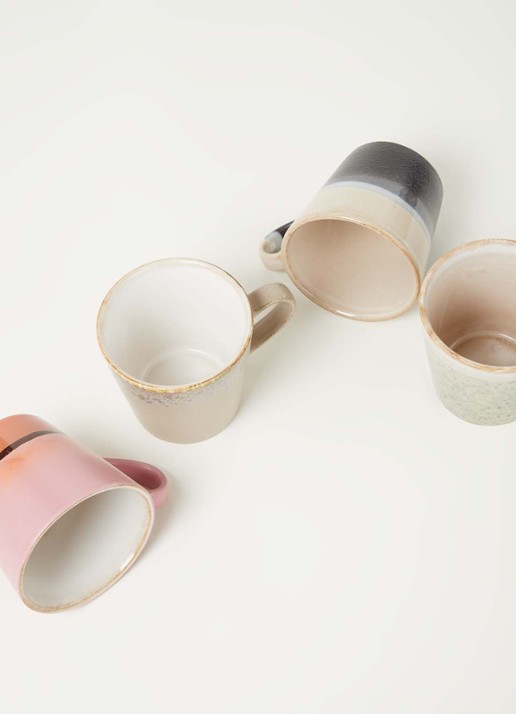HKliving 70's Americano kopje 26 cl set van 4  - detail multicolor