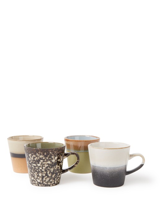 HKliving 70's Americano kopje 26 cl set van 4 - voorkant multicolor