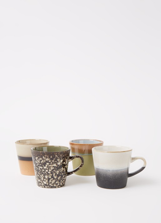 HKliving 70's Americano kopje 26 cl set van 4 - voorkant 2 multicolor