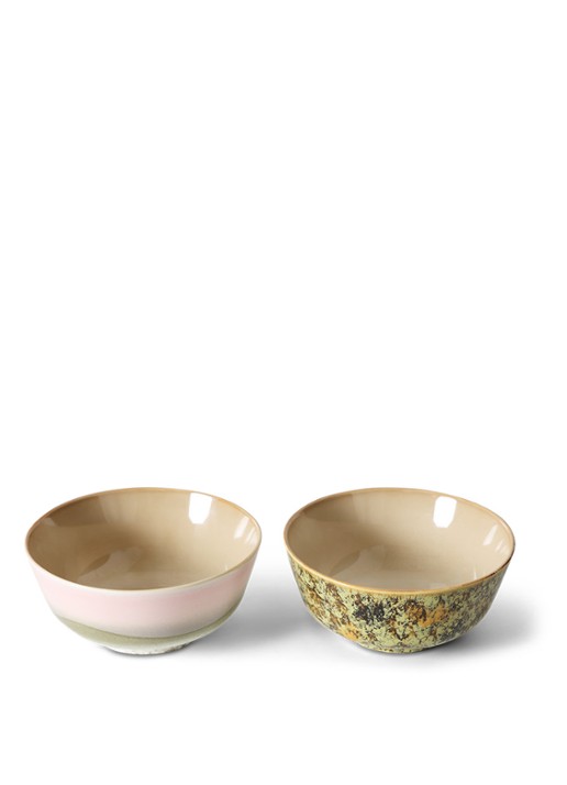 HKliving 70's Ascent kom 19 cm set van 2  - achterkant beige