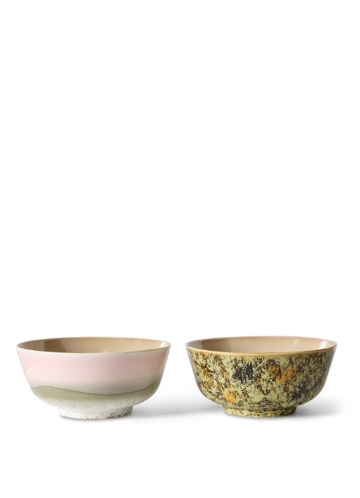 HKliving 70's Ascent kom 19 cm set van 2  - voorkant 3 beige