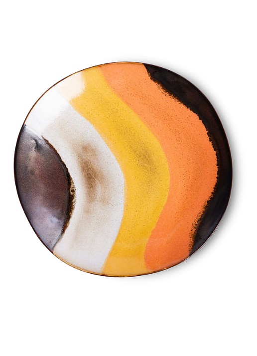 HKliving 70's Ceramics ontbijtbord 22 cm set van 2 - voorkant 2 multicolor