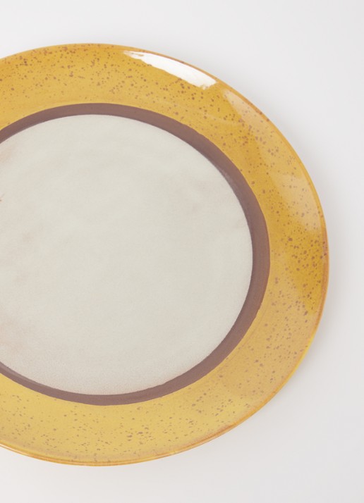 HKliving 70's Coconut dinerbord 29 cm set van 2 - detail mosterd