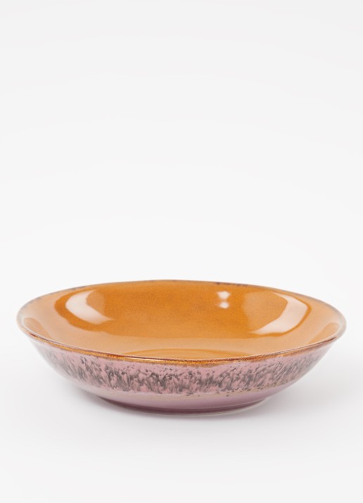 HKliving 70's Daybreak diep bord 21,7 cm set van 2 - voorkant 2 orange