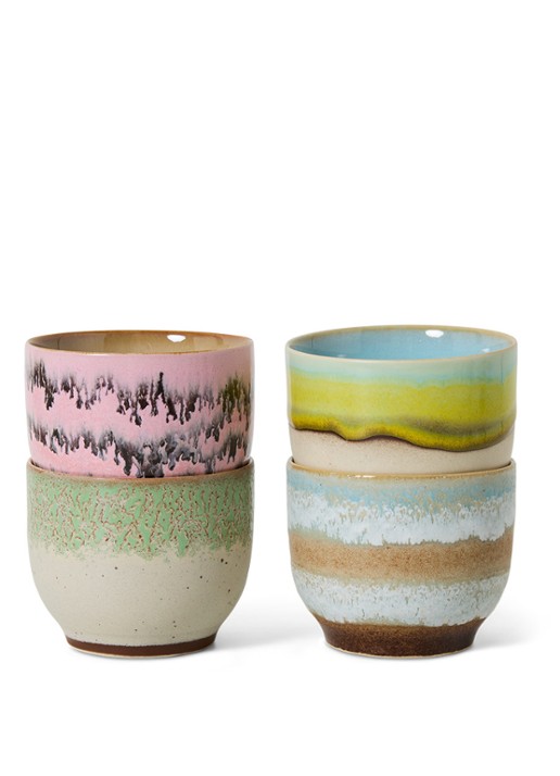 HKliving 70's Deco kopje 25 cl set van 4