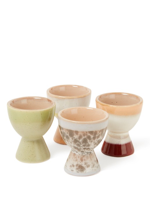 HKliving 70's eierdopje 5,5 cm set van 4 - voorkant multicolor