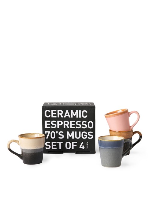 HKliving 70's espressokopje 8 cl set van 4 - detail 2 multicolor