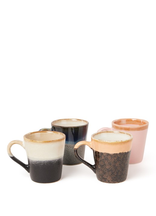 HKliving 70's espressokopje 8 cl set van 4 - voorkant 6 multicolor