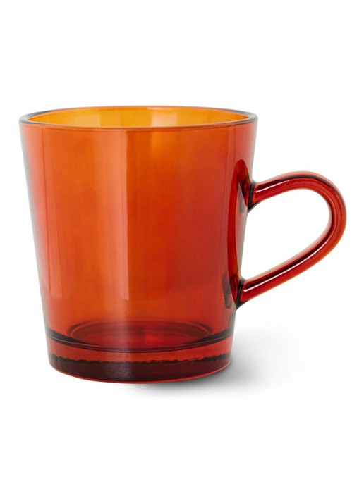 HKliving 70's Glassware koffieglas 23 cl set van 4 - voorkant 2 bruin