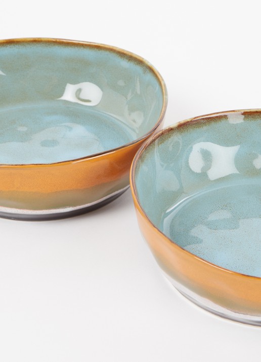HKliving 70's Golden Hour pastabord set van 2 - detail 2 multicolor