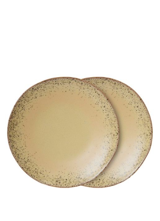 HKliving 70's Grit dinerbord 27,5 cm set van 2