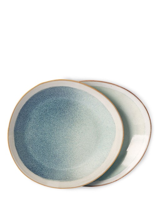 HKliving 70's Mist ontbijtbord 22 cm set van 2 - detail 3 blauwgrijs