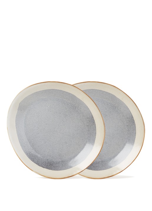 HKliving 70's Mist ontbijtbord 22 cm set van 2 - voorkant blauwgrijs