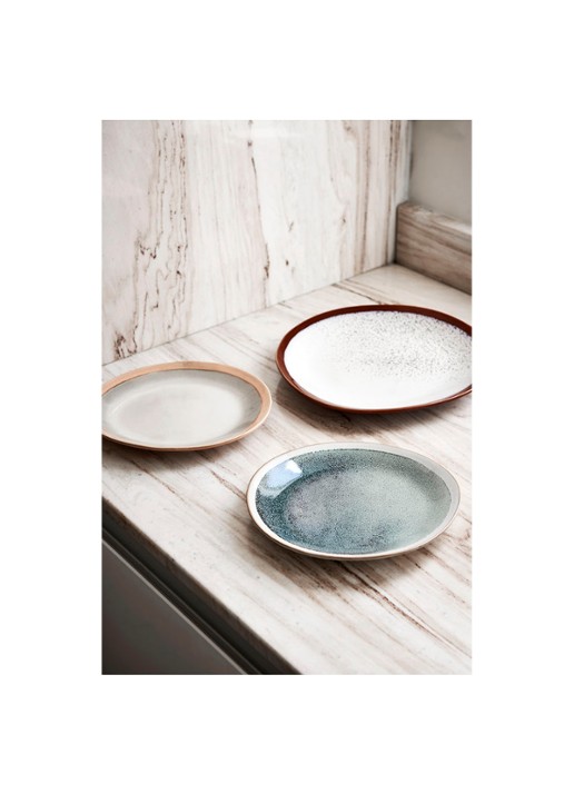 HKliving 70's Mist ontbijtbord 22 cm set van 2 - voorkant 2 blauwgrijs