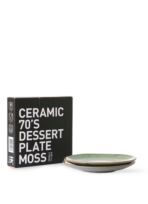 HKliving 70's Moss gebaksbordje 18 cm set van 2 - detail 3 groen