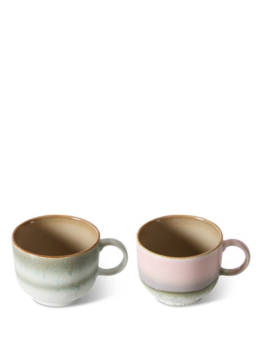 HKliving 70's Nova mok 42,5 cl set van 2 - detail lindegroen